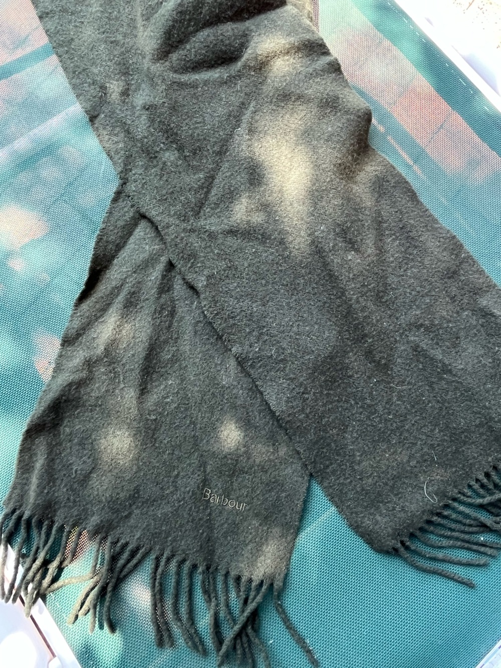 Barbour Charcoal olive green cashmere Wool Scarf